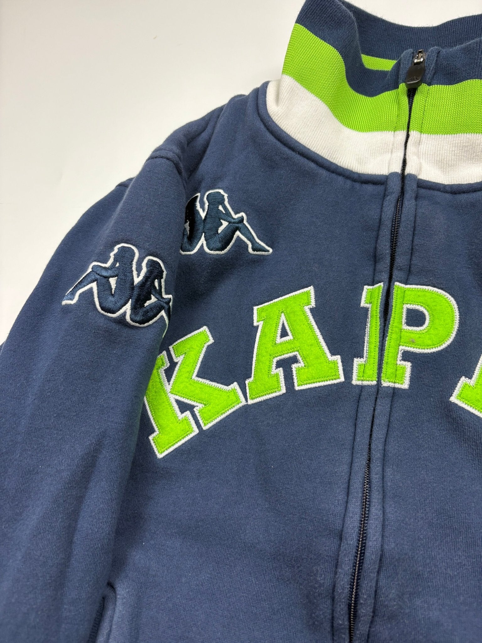 Kappa South Africa Patch Vintage Sweatjacke Big Logo – Navy/Grün (M) - PKeyVintage