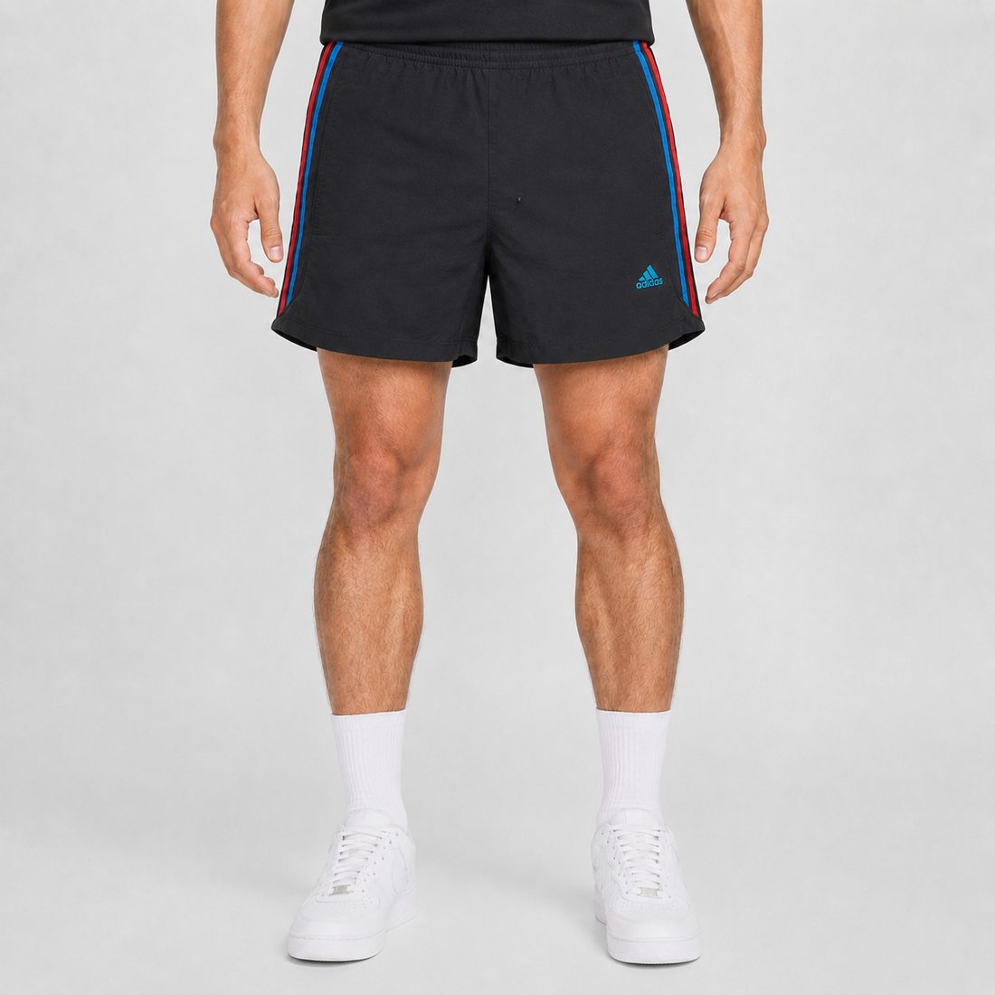 KI-gestütztes Tragebeispiel der Adidas Climacool Vintage Sportshorts Schwarz M