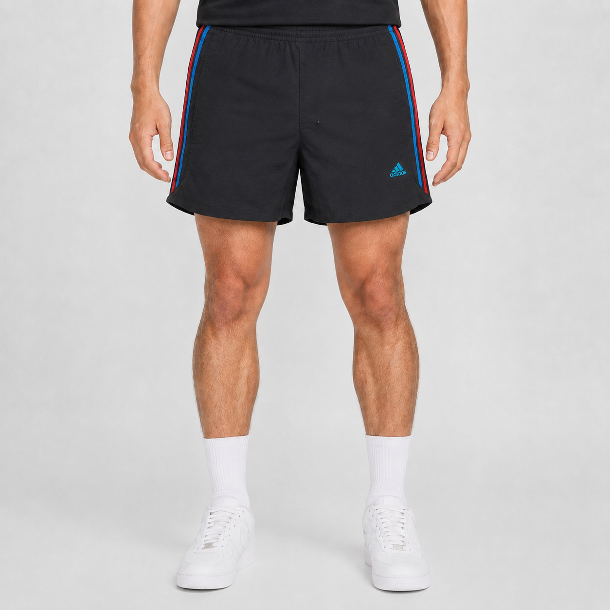 KI-gestütztes Tragebeispiel der Adidas Climacool Vintage Sportshorts Schwarz M
