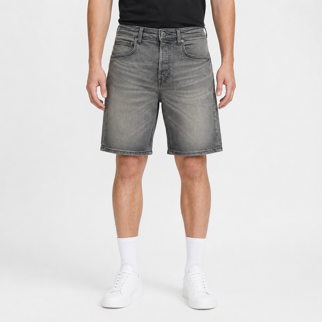 KI-gestütztes Tragebeispiel der Lee Denim Vintage Shorts Grau