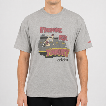KI-gestütztes Tragebeispiel des Vintage Prepare For Takeoff Graphic T-Shirts Grau L