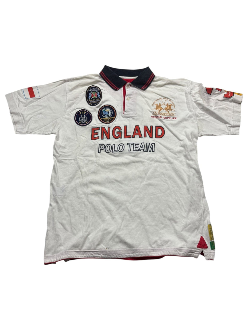 La Martina England Polo Team Vintage Poloshirt in Offwhite, Vorderansicht