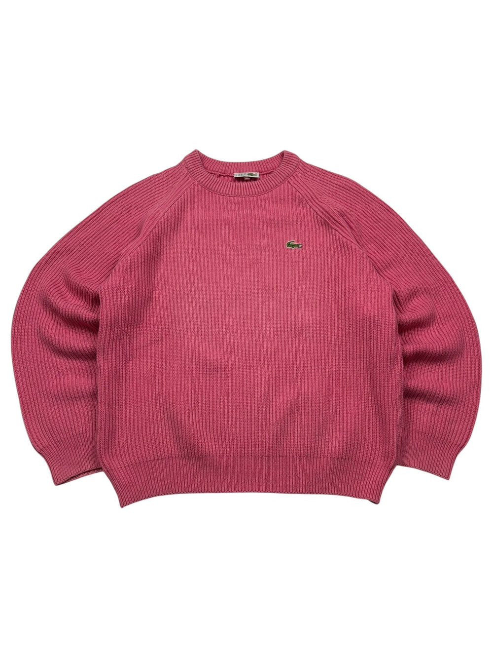 Lacoste Rippstrick Vintage Strickpullover Raglan – Pink (L) - PKeyVintage