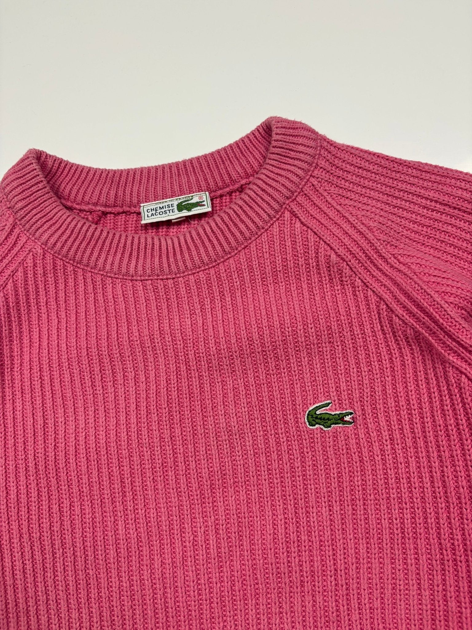 Lacoste Rippstrick Vintage Strickpullover Raglan – Pink (L) - PKeyVintage
