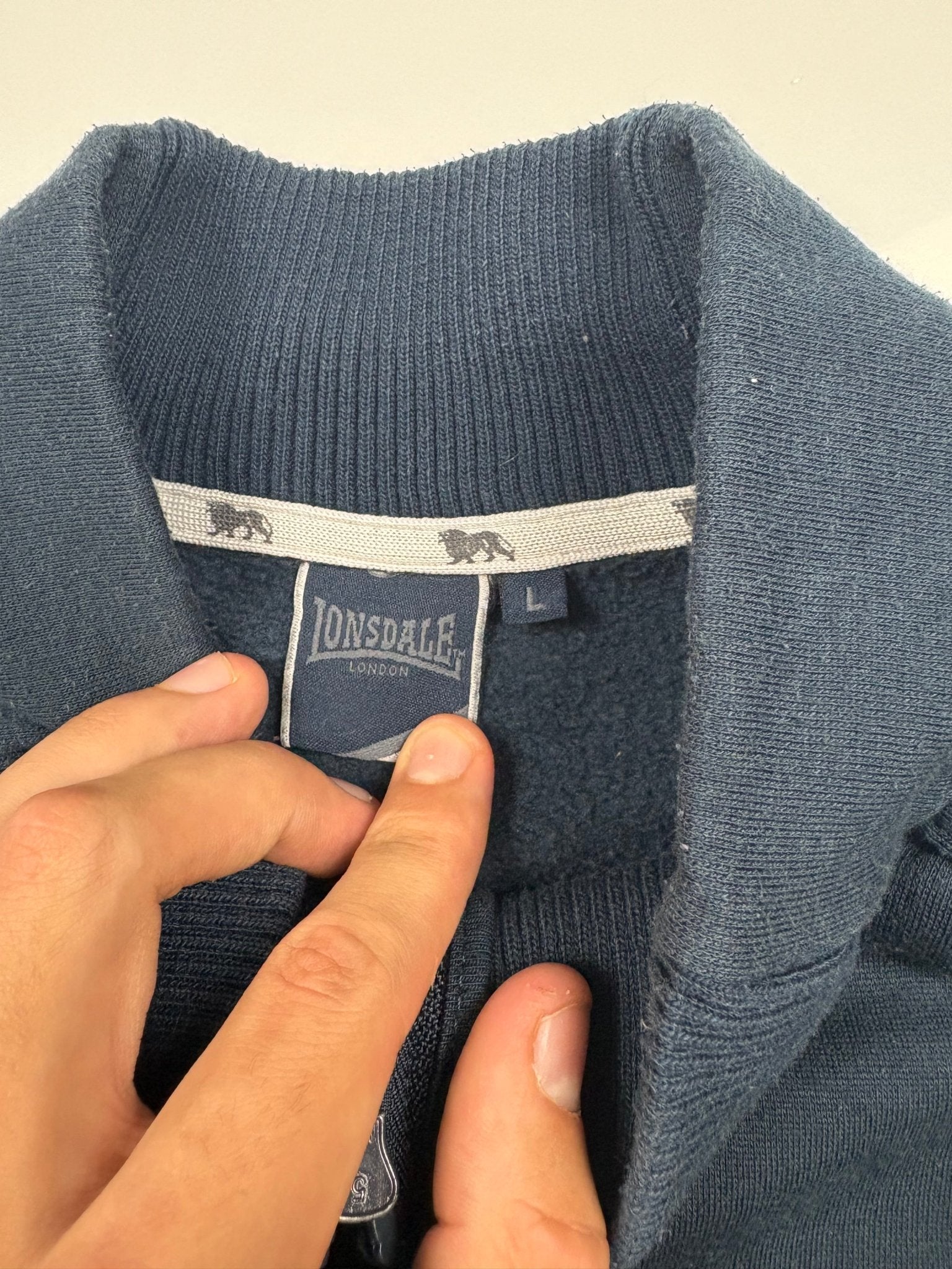 Lonsdale London Löwenlogo Vintage Zip Jacke – Navy (L) - PKeyVintage