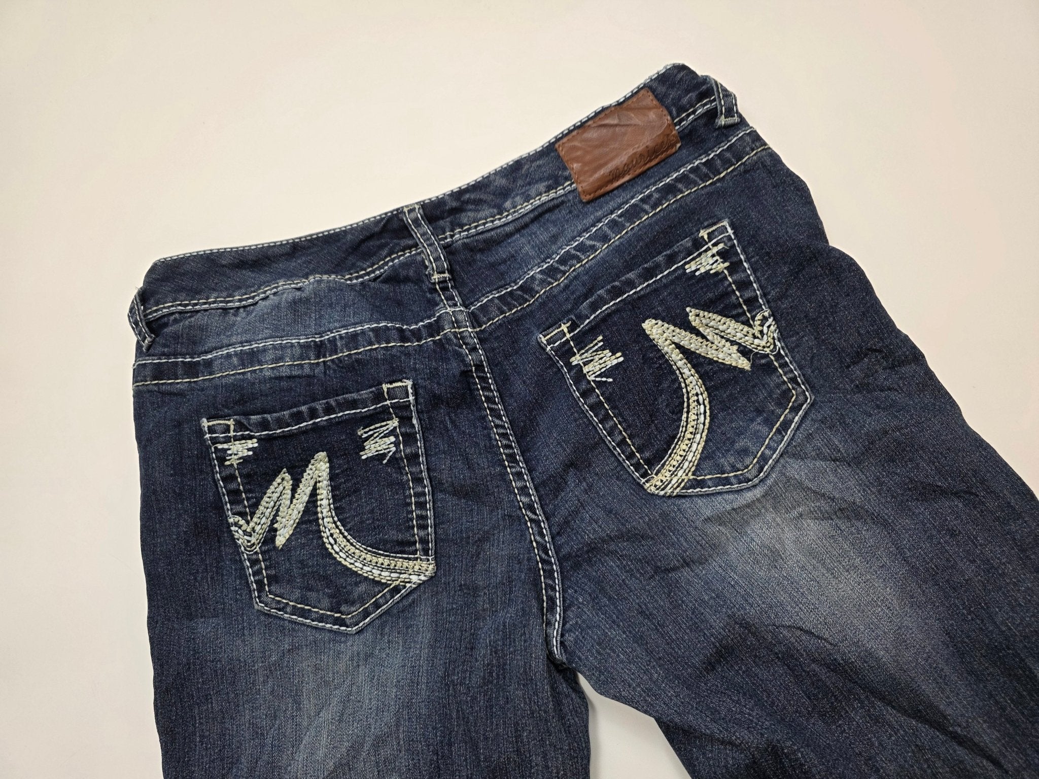 Maurices Bestickte Taschen Vintage Jeans – Dunkelblau (28) - PKeyVintage