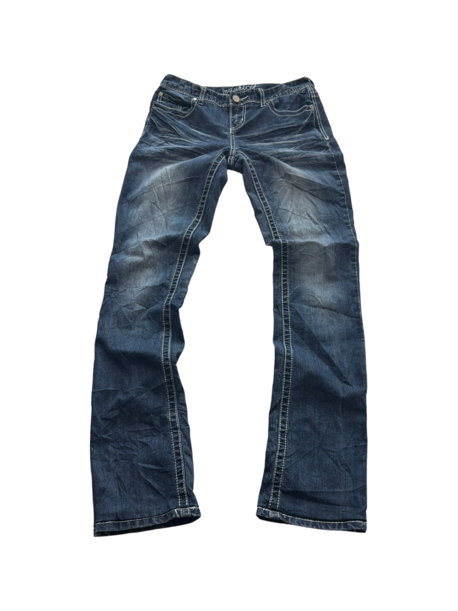 Maurices Bestickte Taschen Vintage Jeans – Dunkelblau (28) - PKeyVintage