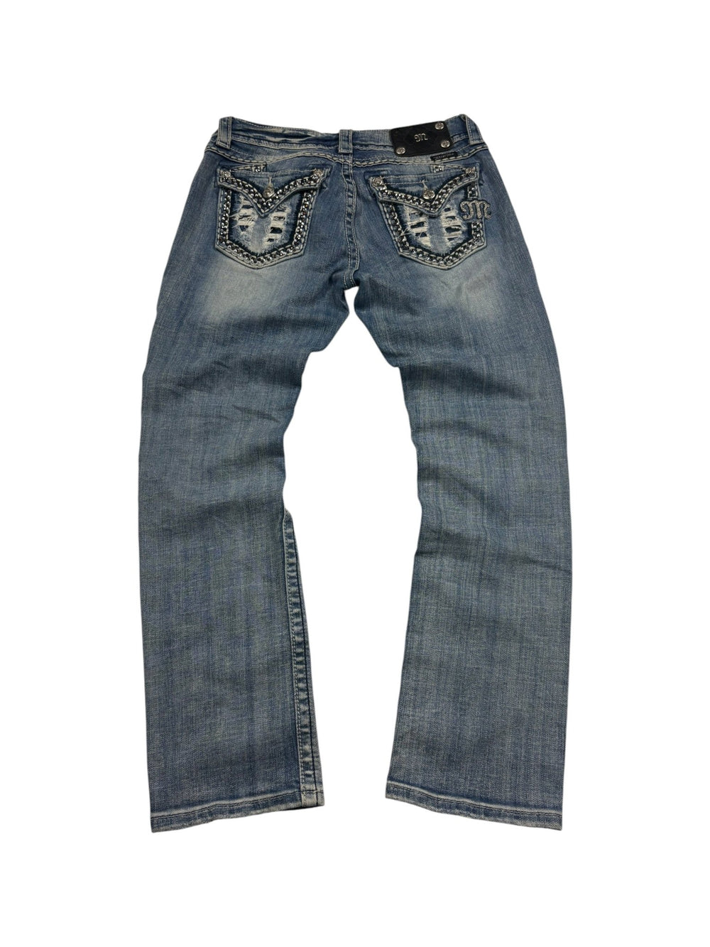 Miss Me Destroyed Y2K Vintage Capri Jeans – Blau (28) - PKeyVintage