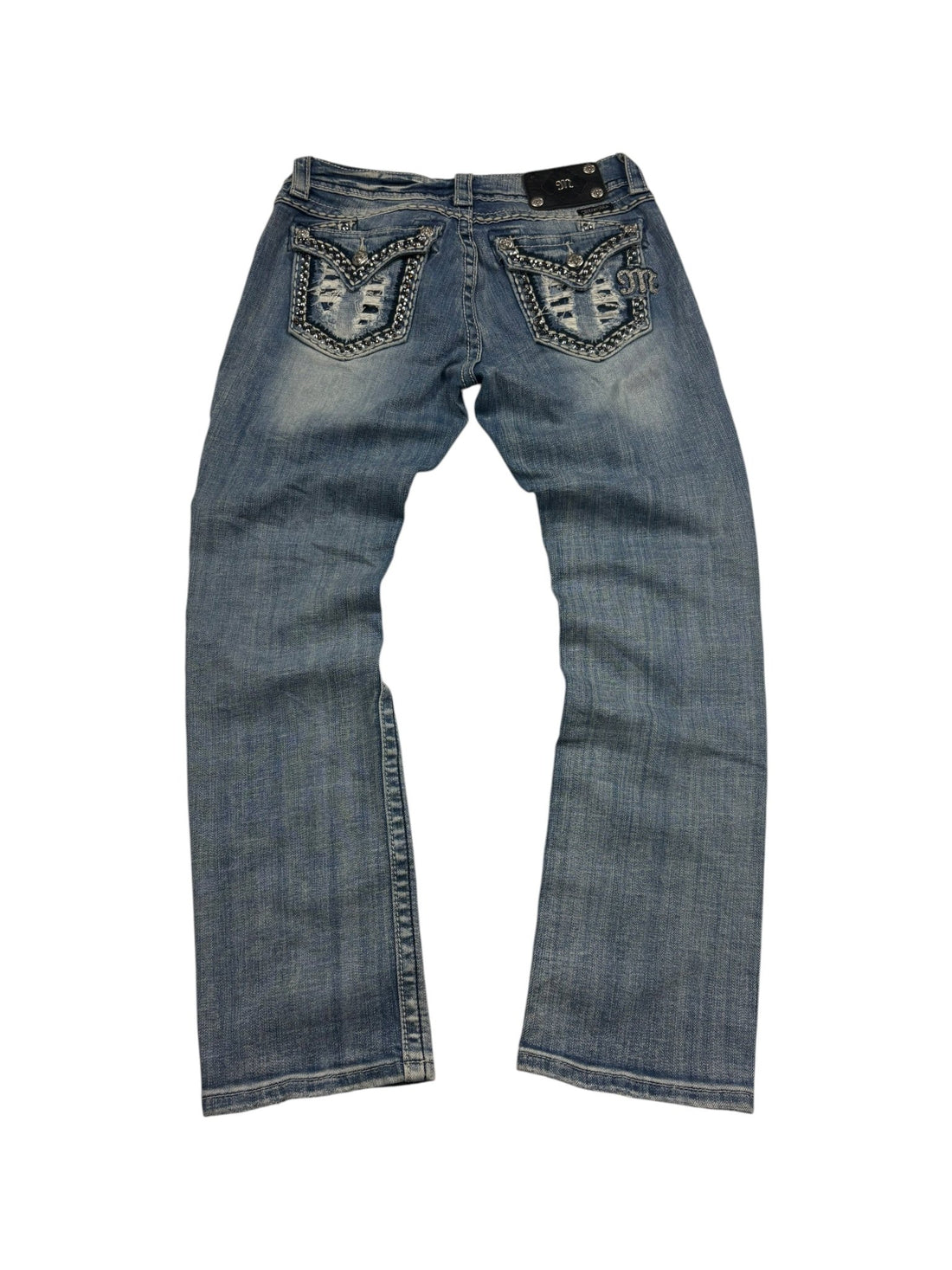 Miss Me Destroyed Y2K Vintage Capri Jeans – Blau (28) - PKeyVintage