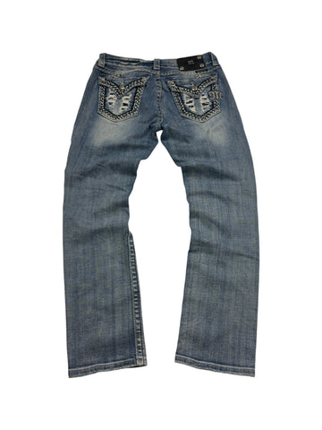 Miss Me Destroyed Y2K Vintage Capri Jeans – Blau (28) - PKeyVintage