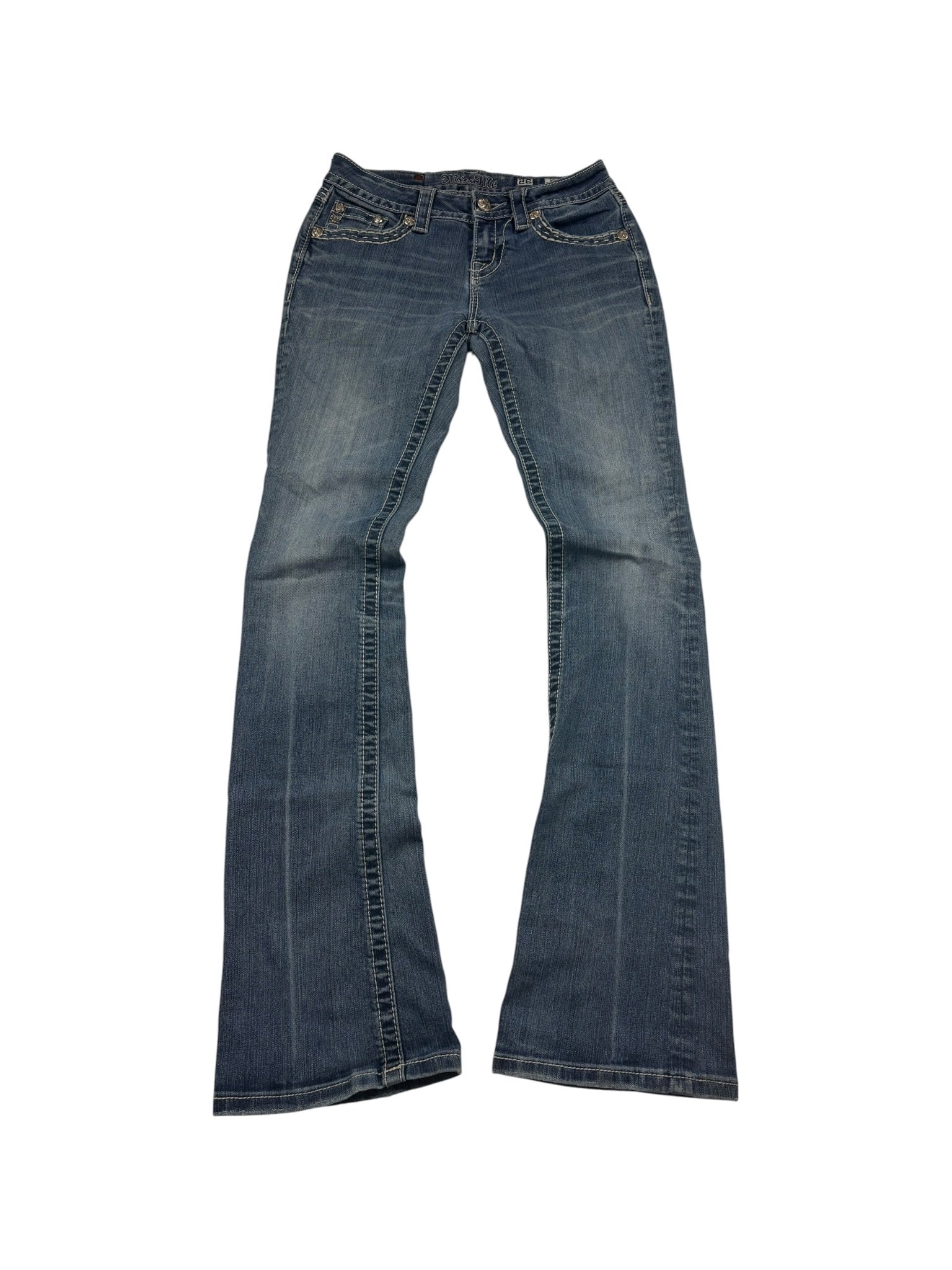 Miss Me Embroidered Y2K Vintage Bootcut Jeans – Blau (26) - PKeyVintage