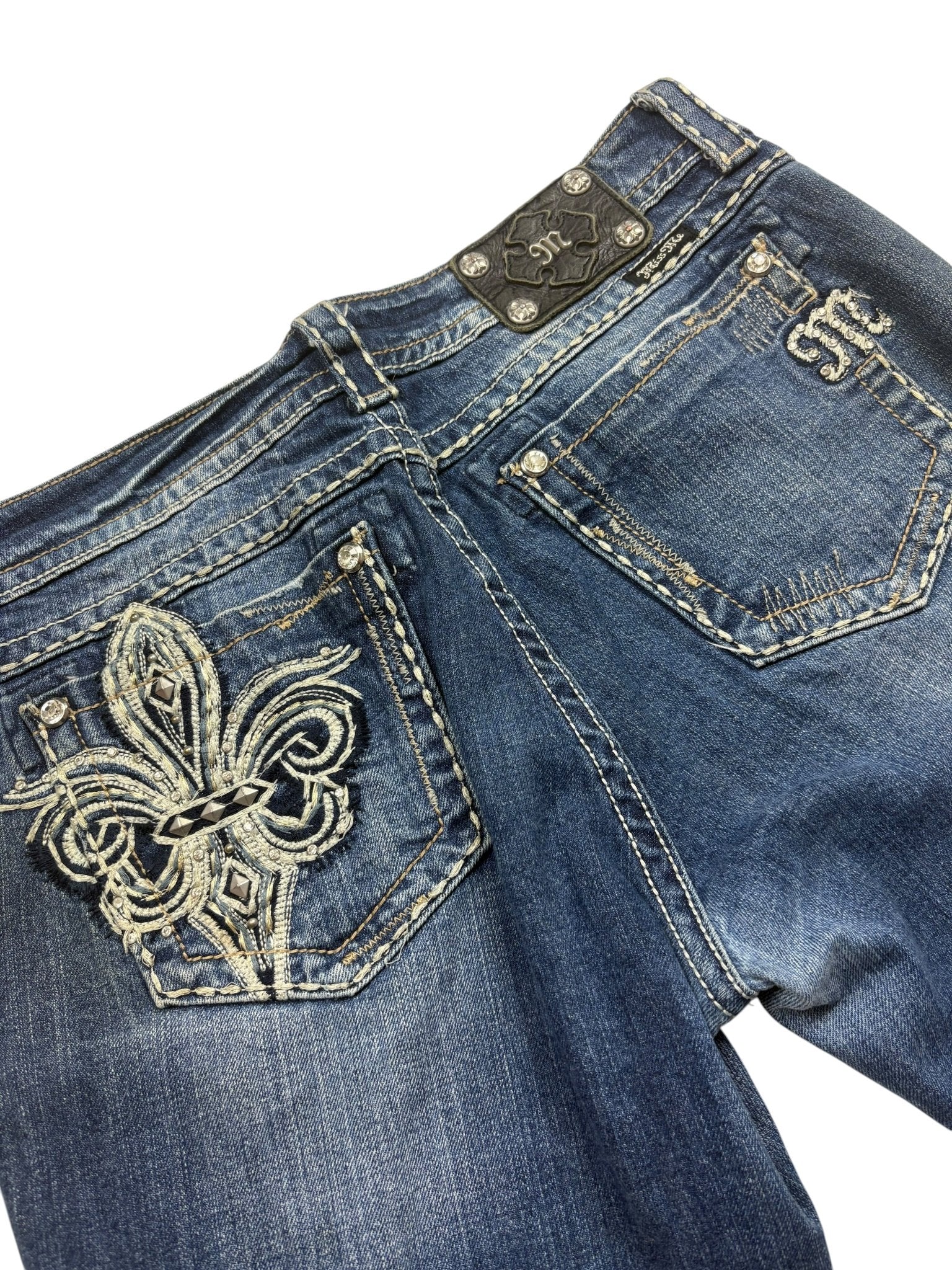Miss Me Fleur - de - Lis Y2K Vintage Baggy Jeans – Blau (31) - PKeyVintage