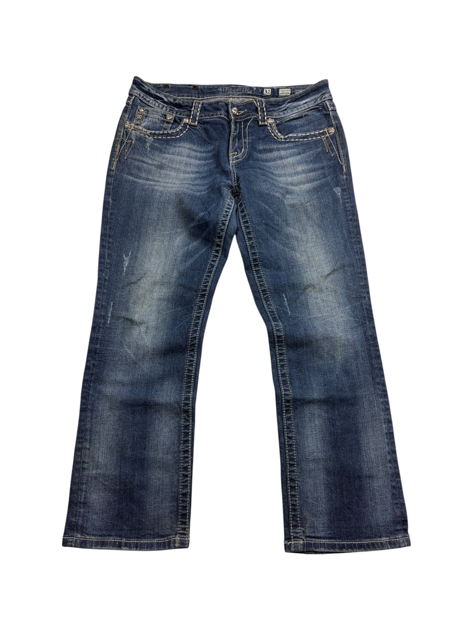 Miss Me Fleur - de - Lis Y2K Vintage Baggy Jeans – Blau (31) - PKeyVintage