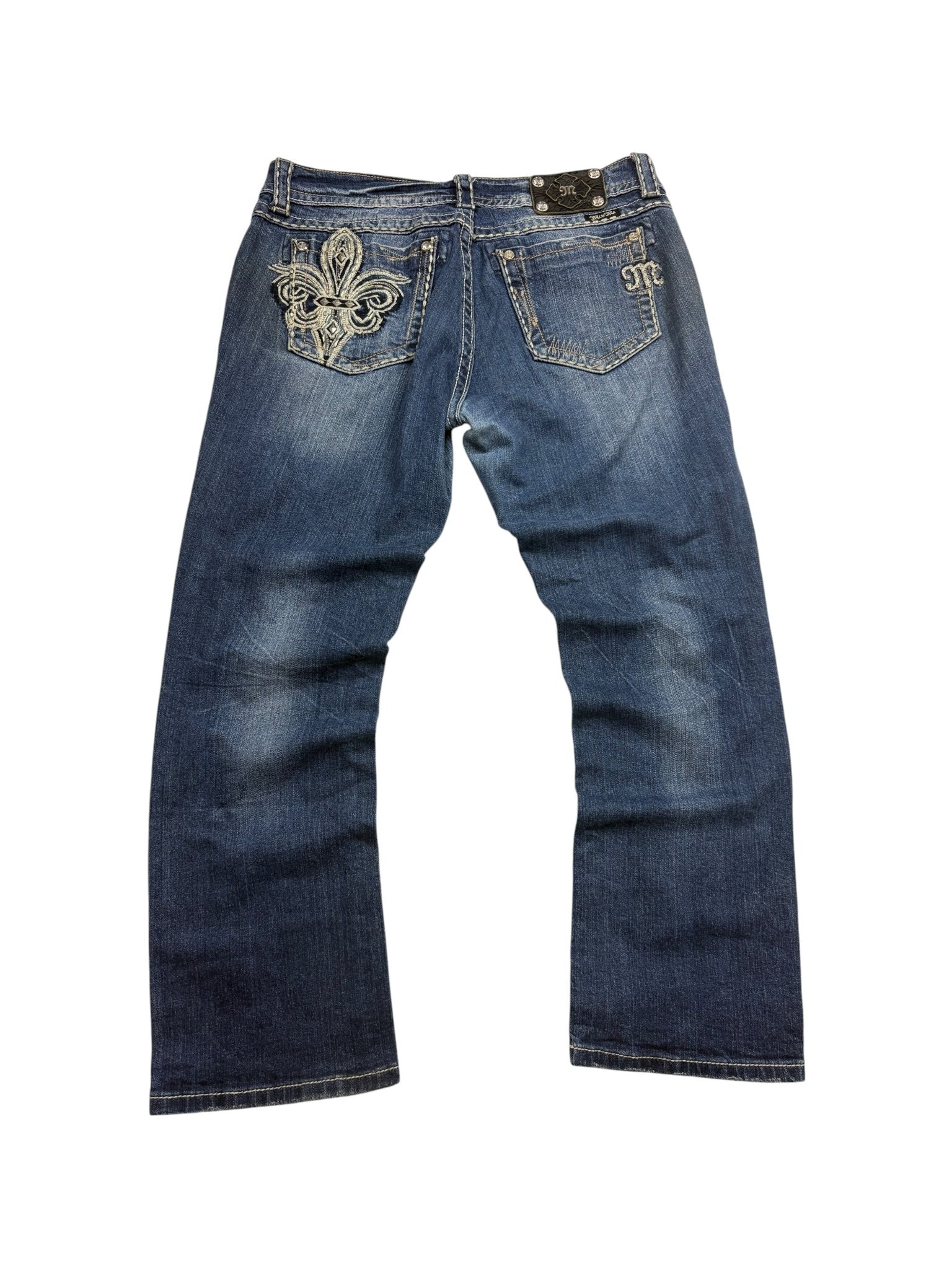 Miss Me Fleur - de - Lis Y2K Vintage Baggy Jeans – Blau (31) - PKeyVintage