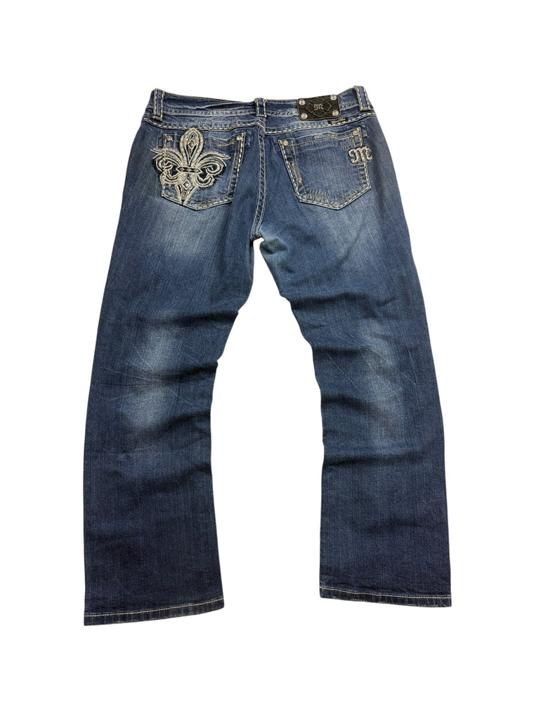 Miss Me Fleur - de - Lis Y2K Vintage Baggy Jeans – Blau (31) - PKeyVintage