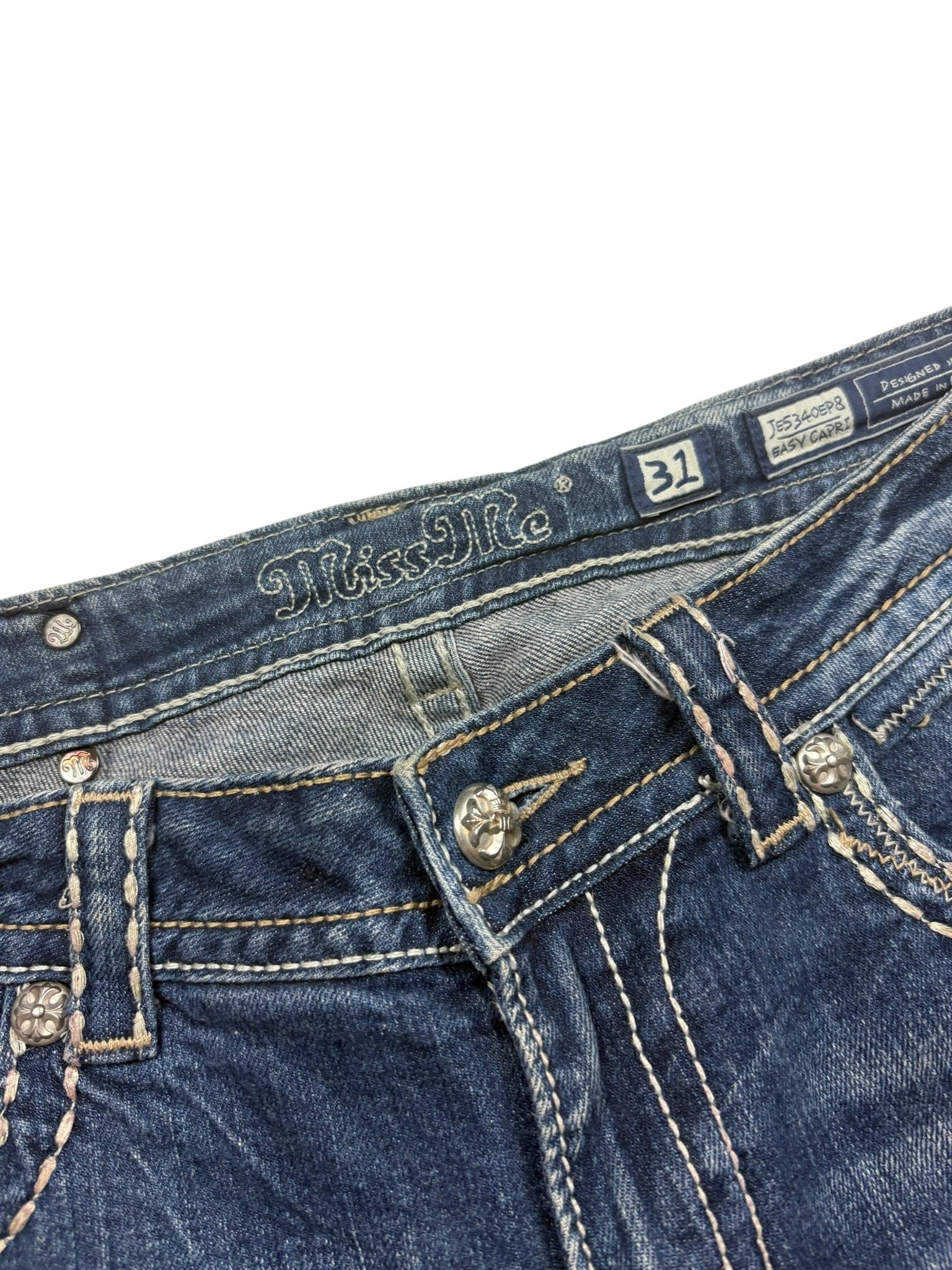 Miss Me Fleur - de - Lis Y2K Vintage Baggy Jeans – Blau (31) - PKeyVintage