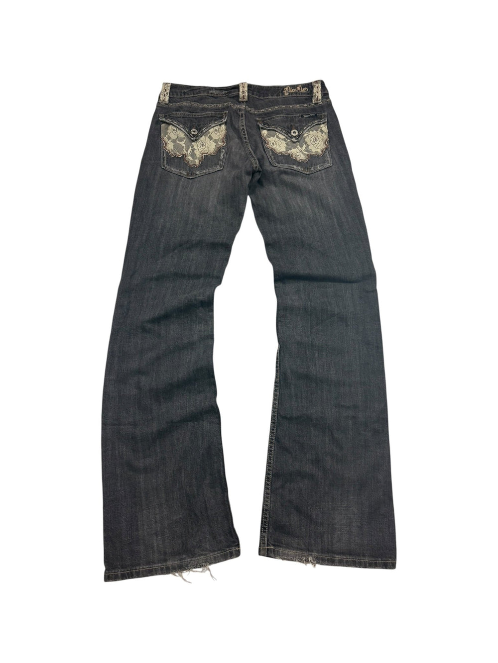 Miss Me Lace - Pocket Y2K Vintage Flared Bootcut Jeans – Grau (30) - PKeyVintage