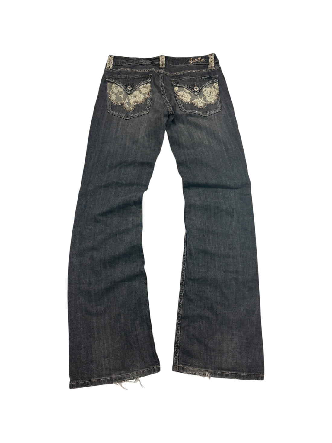Miss Me Lace - Pocket Y2K Vintage Flared Bootcut Jeans – Grau (30) - PKeyVintage