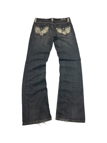 Miss Me Lace - Pocket Y2K Vintage Flared Bootcut Jeans – Grau (30) - PKeyVintage