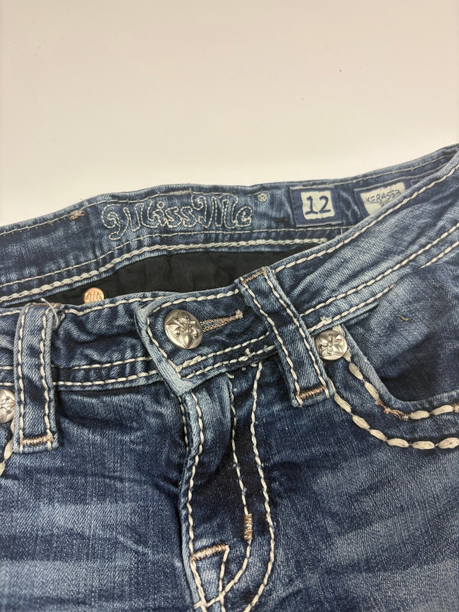 Miss Me M - Pocket Y2K Vintage Bootcut Jeans – Blau (12) - PKeyVintage