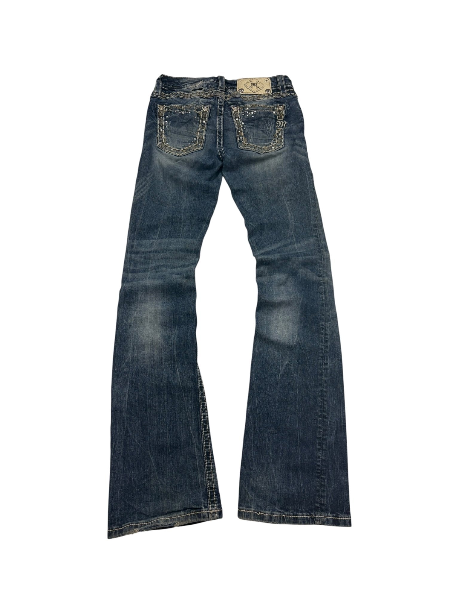 Miss Me M - Pocket Y2K Vintage Bootcut Jeans – Blau (12) - PKeyVintage