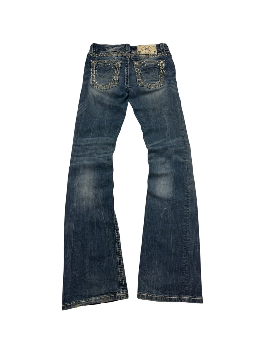 Miss Me M-Pocket Y2K Vintage Bootcut Jeans in Blau – Rückansicht