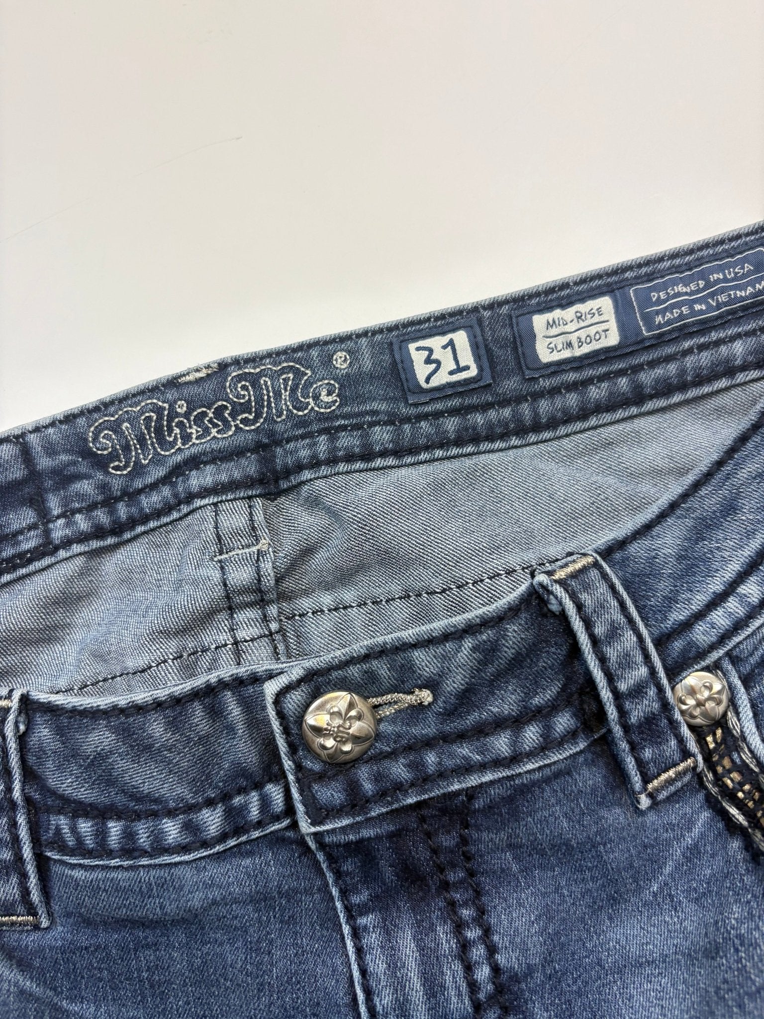 Miss Me Slim Bootcut Vintage Jeans – Blau (31) - PKeyVintage