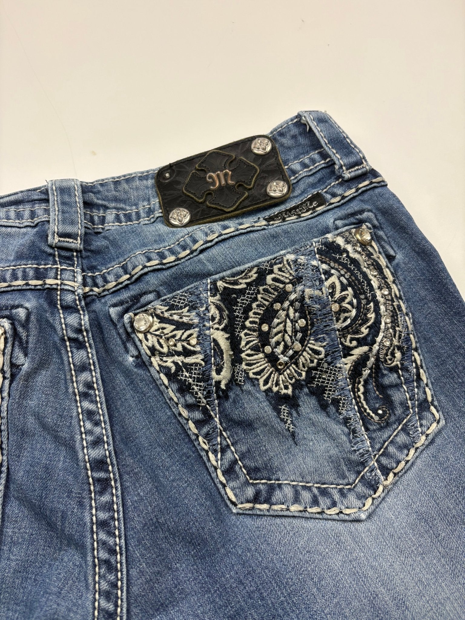 Miss Me Strass - Backpocket Vintage Bootcut Jeans – Blue Wash (29) - PKeyVintage
