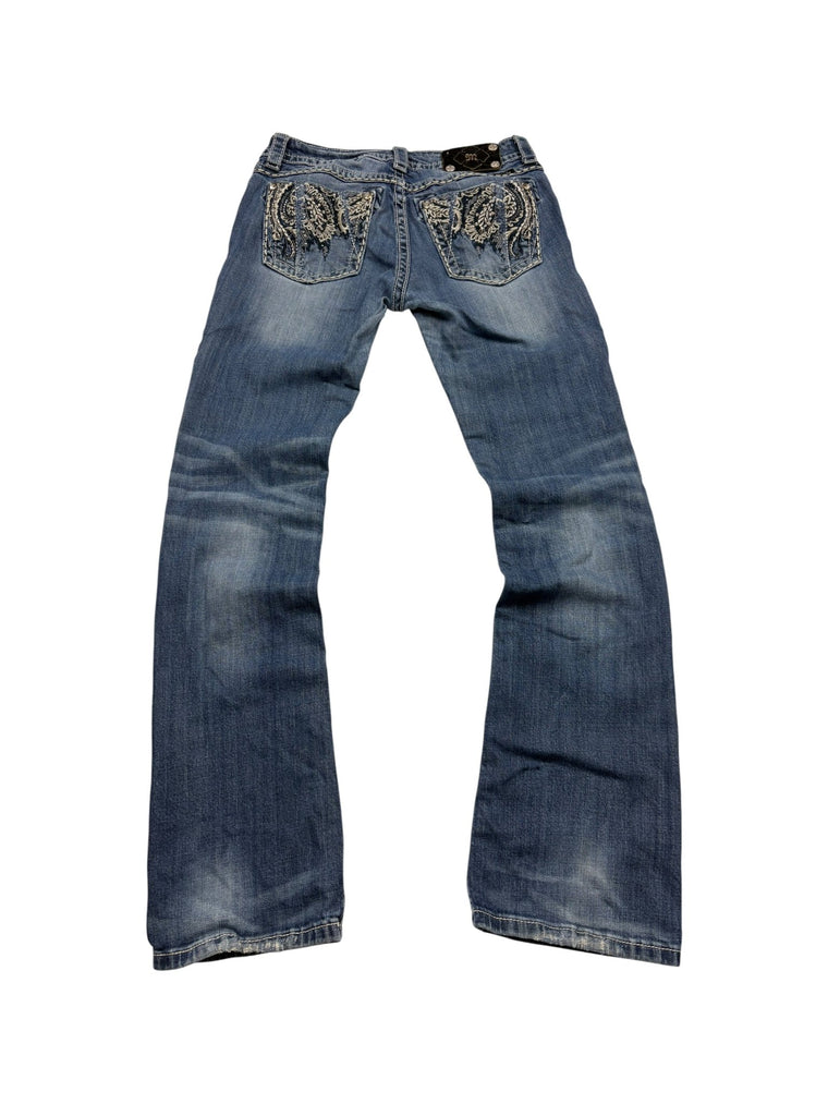 Miss Me Strass - Backpocket Vintage Bootcut Jeans – Blue Wash (29) - PKeyVintage