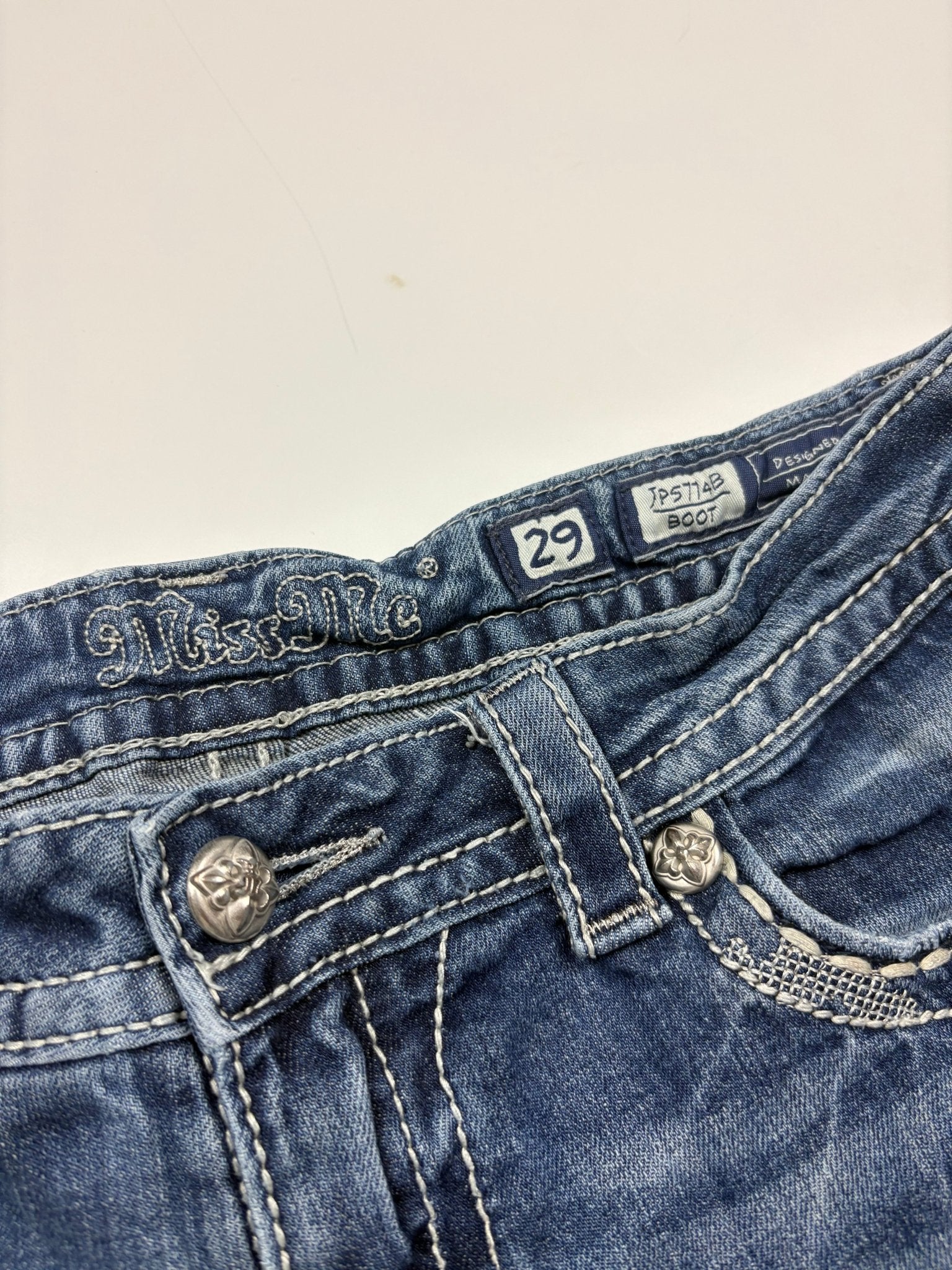 Miss Me Strass - Backpocket Vintage Bootcut Jeans – Blue Wash (29) - PKeyVintage