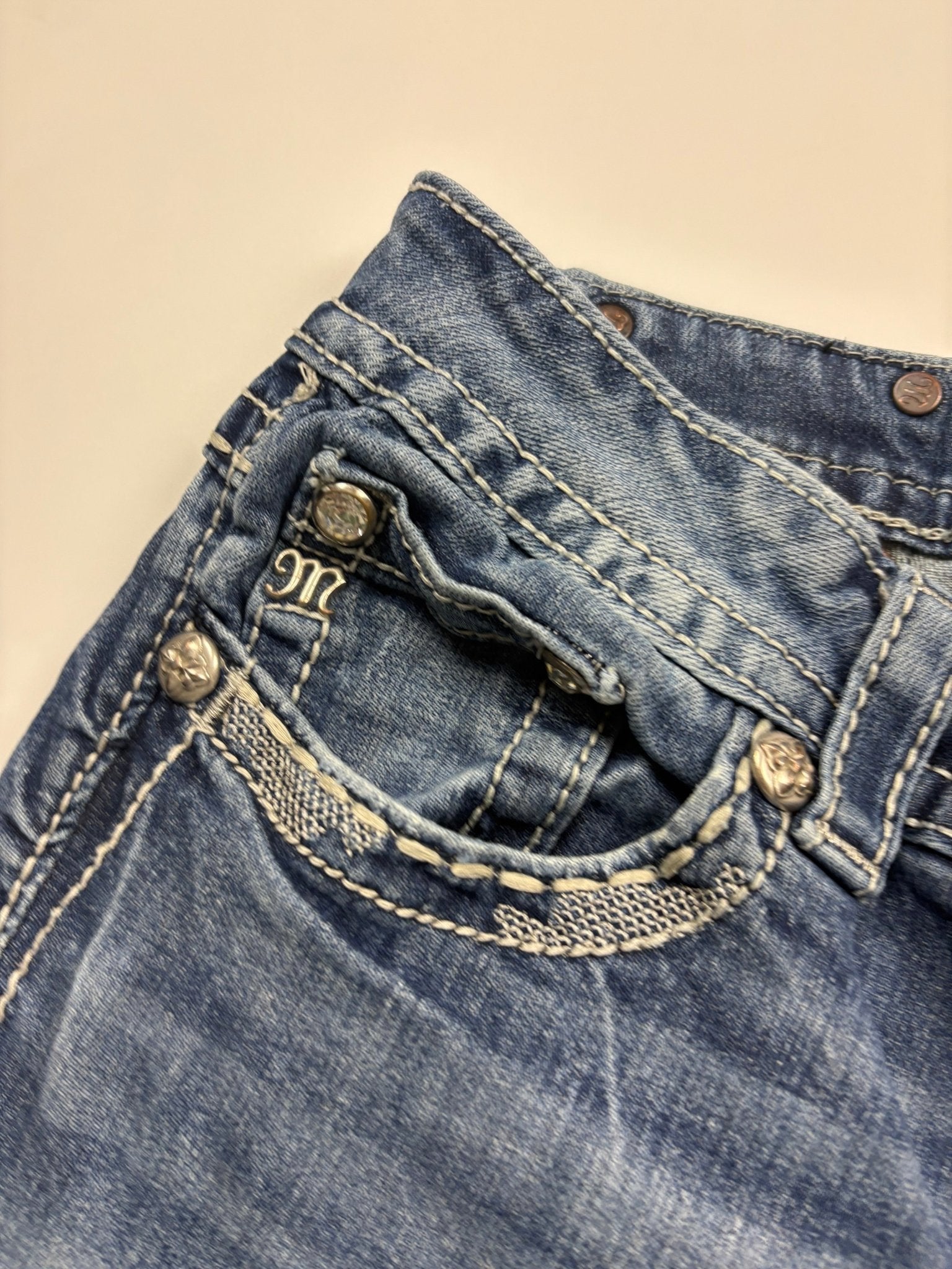 Miss Me Strass - Backpocket Vintage Bootcut Jeans – Blue Wash (29) - PKeyVintage