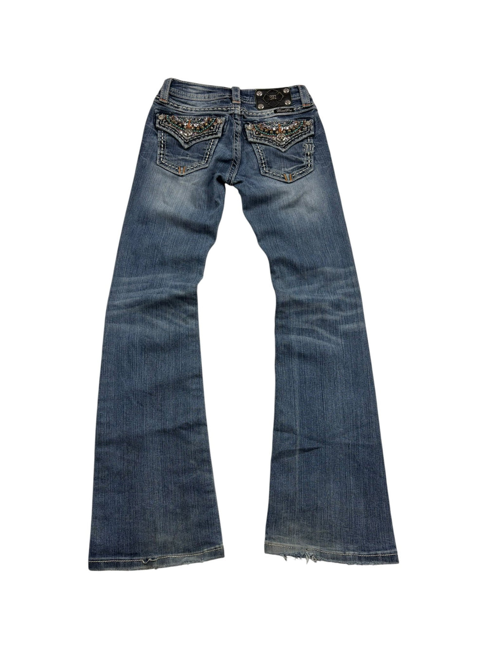 Miss Me Strass - Flap - Pocket Vintage Bootcut Jeans – Blue Wash (12) - PKeyVintage