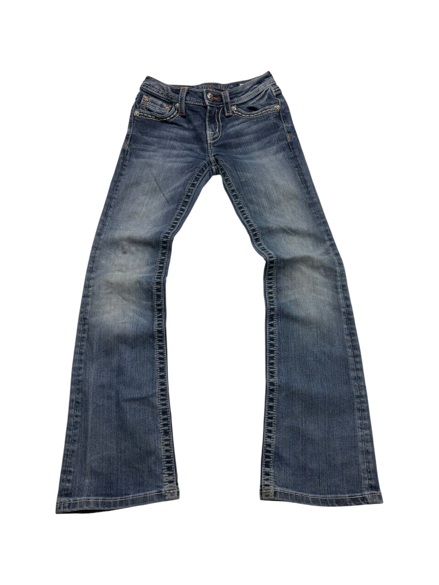 Miss Me Strass - Flap - Pocket Vintage Bootcut Jeans – Blue Wash (12) - PKeyVintage