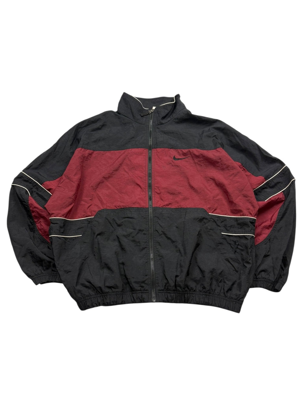 Nike 90s Trainingsjacke - Schwarz/Bordeaux (XL) - PKeyVintage