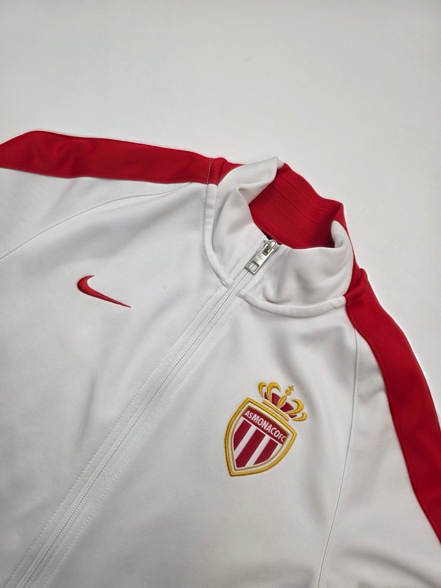 Nike AS Monaco Trackjacket - Weiß/Rot (S) - PKeyVintage