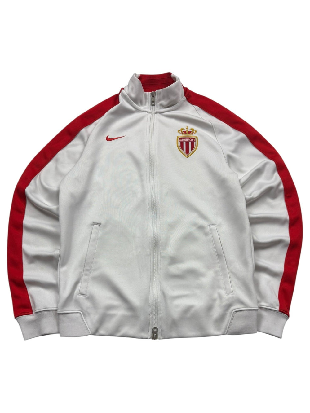 Nike AS Monaco Trackjacket - Weiß/Rot (S) - PKeyVintage