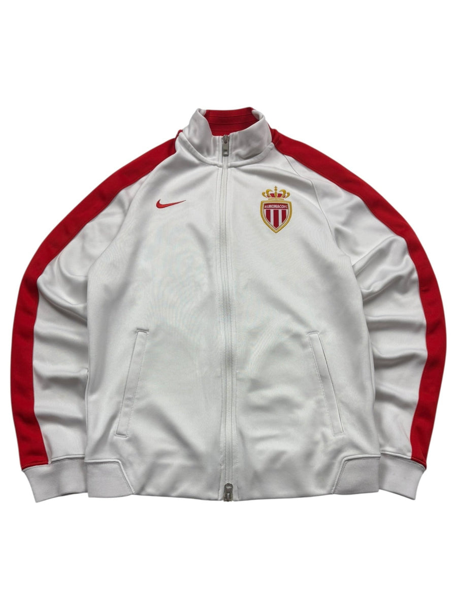 Nike AS Monaco Vintage Trackjacket in Weiß/Rot – Vorderansicht