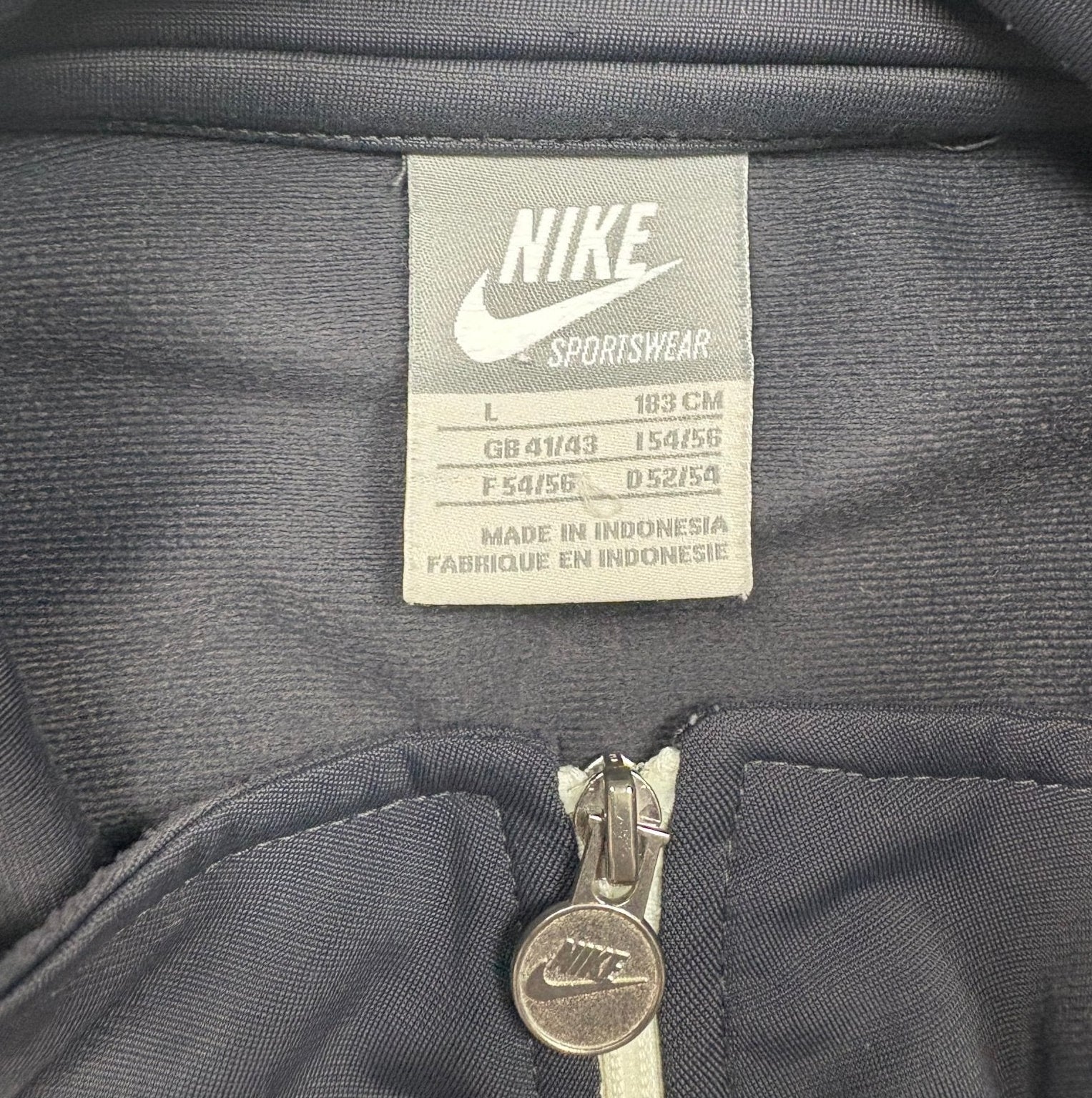 Nike Bruststreifen Y2K Vintage Trackjacket - Schwarz/Creme (L) - PKeyVintage
