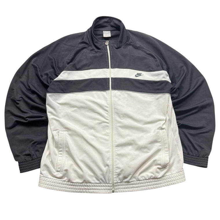 Nike Bruststreifen Y2K Vintage Trackjacket - Schwarz/Creme (L) - PKeyVintage