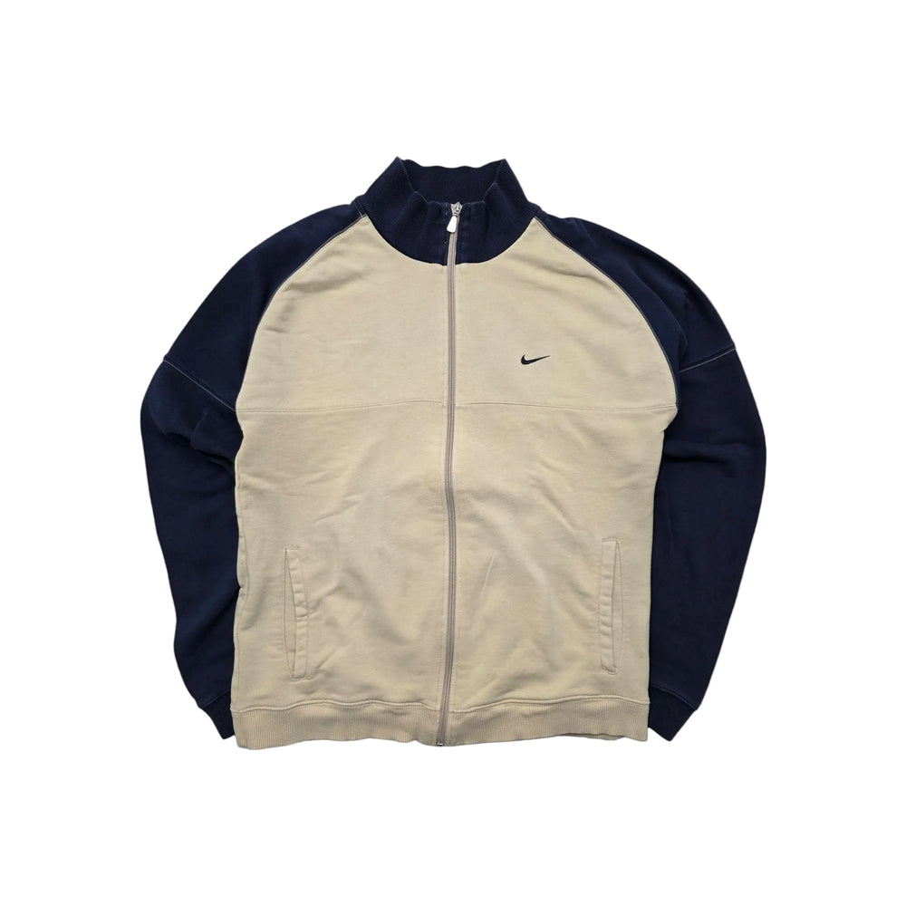 Nike Colorblock Vintage Zip Sweater – Beige/Navy (M) - PKeyVintage