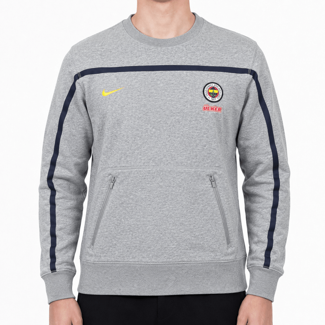 Nike Fenerbahçe Vintage Sweater – Grau Gesticktes Wappen (S) - PKeyVintage