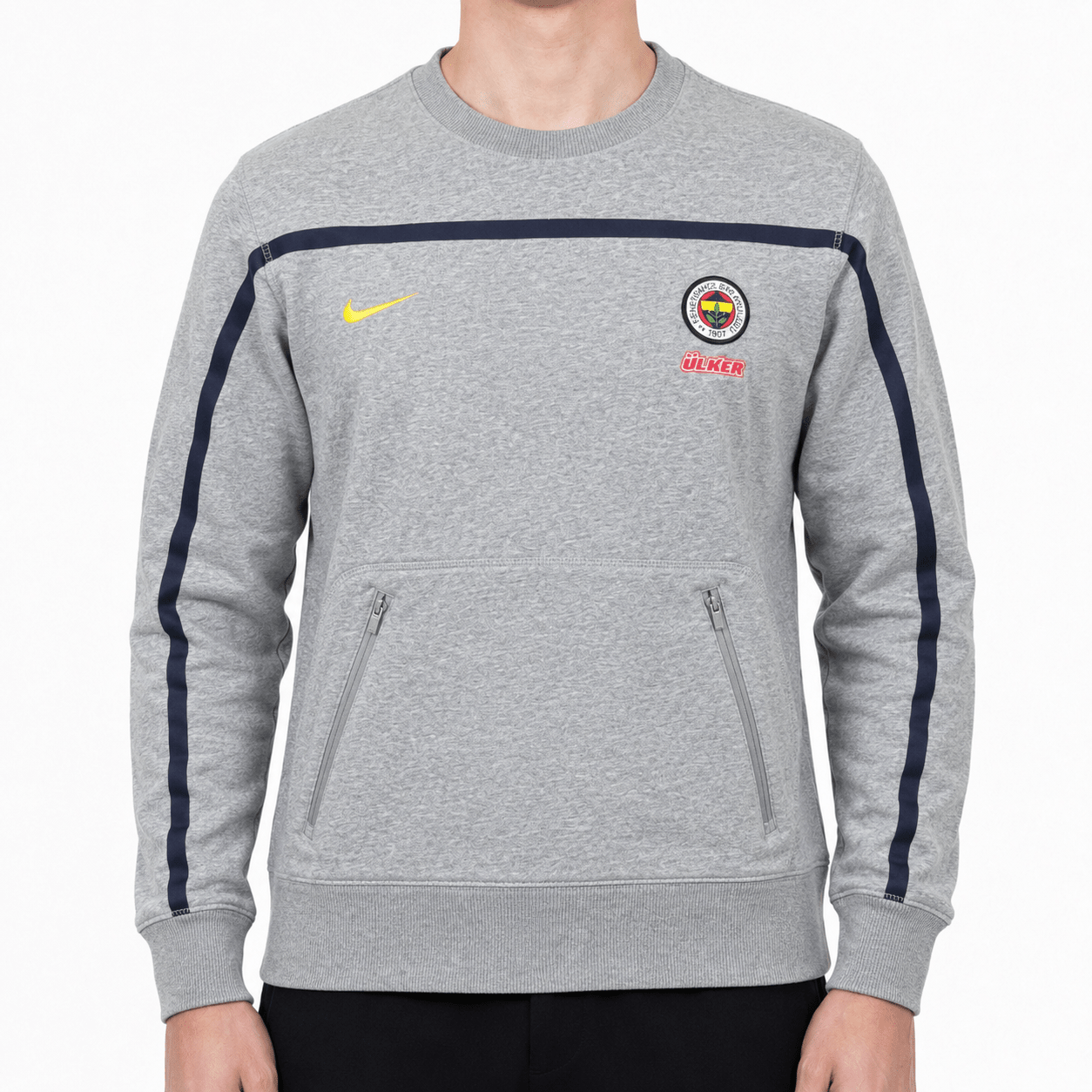 Nike Fenerbahçe Vintage Sweater – Grau Gesticktes Wappen (S) - PKeyVintage