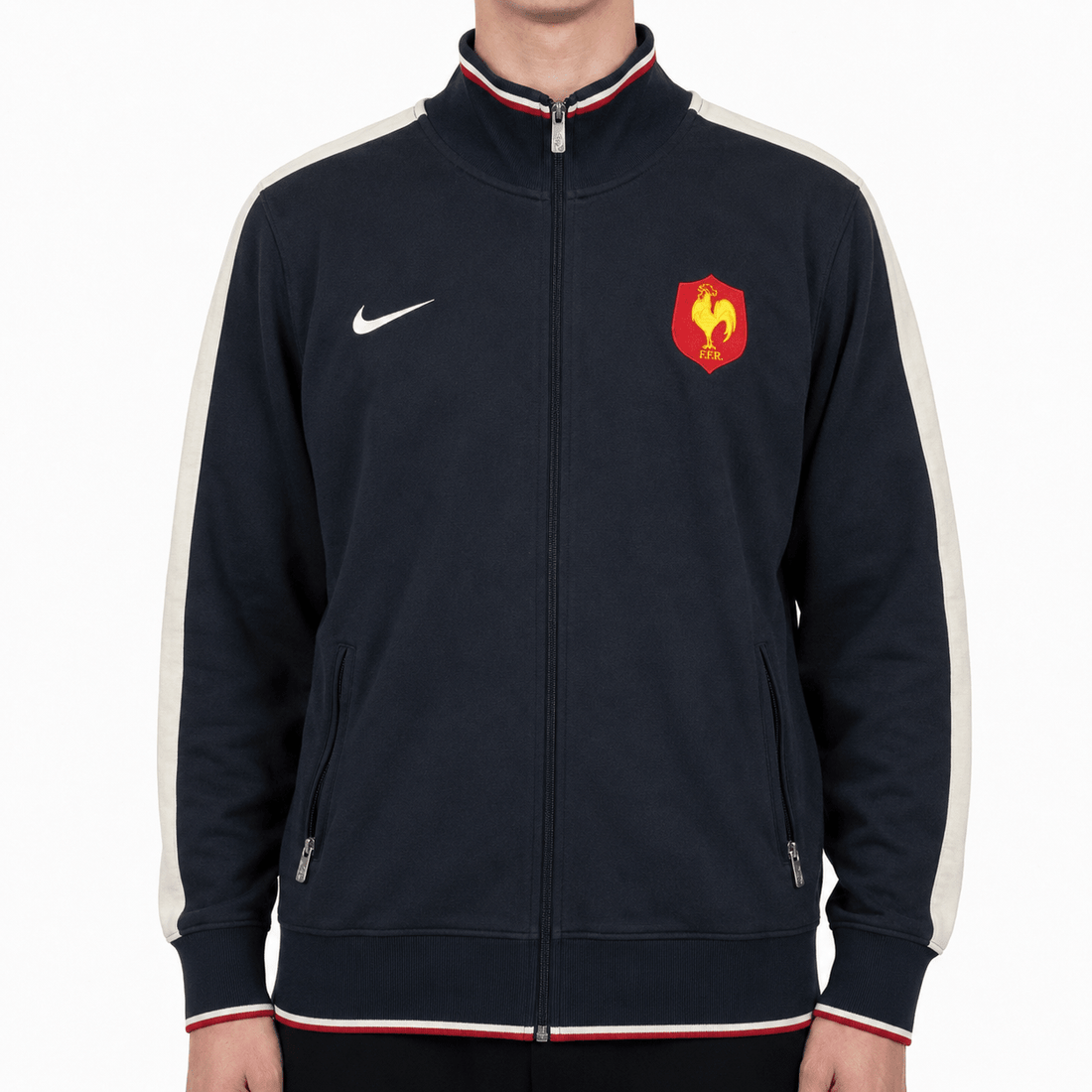 Nike FFF Frankreich Vintage Trackjacket – Schwarz/Creme (L) - PKeyVintage