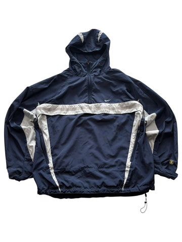 Nike Half - Zip Vintage Kapuzenjacke – Navy/Hellgrau (M) - PKeyVintage