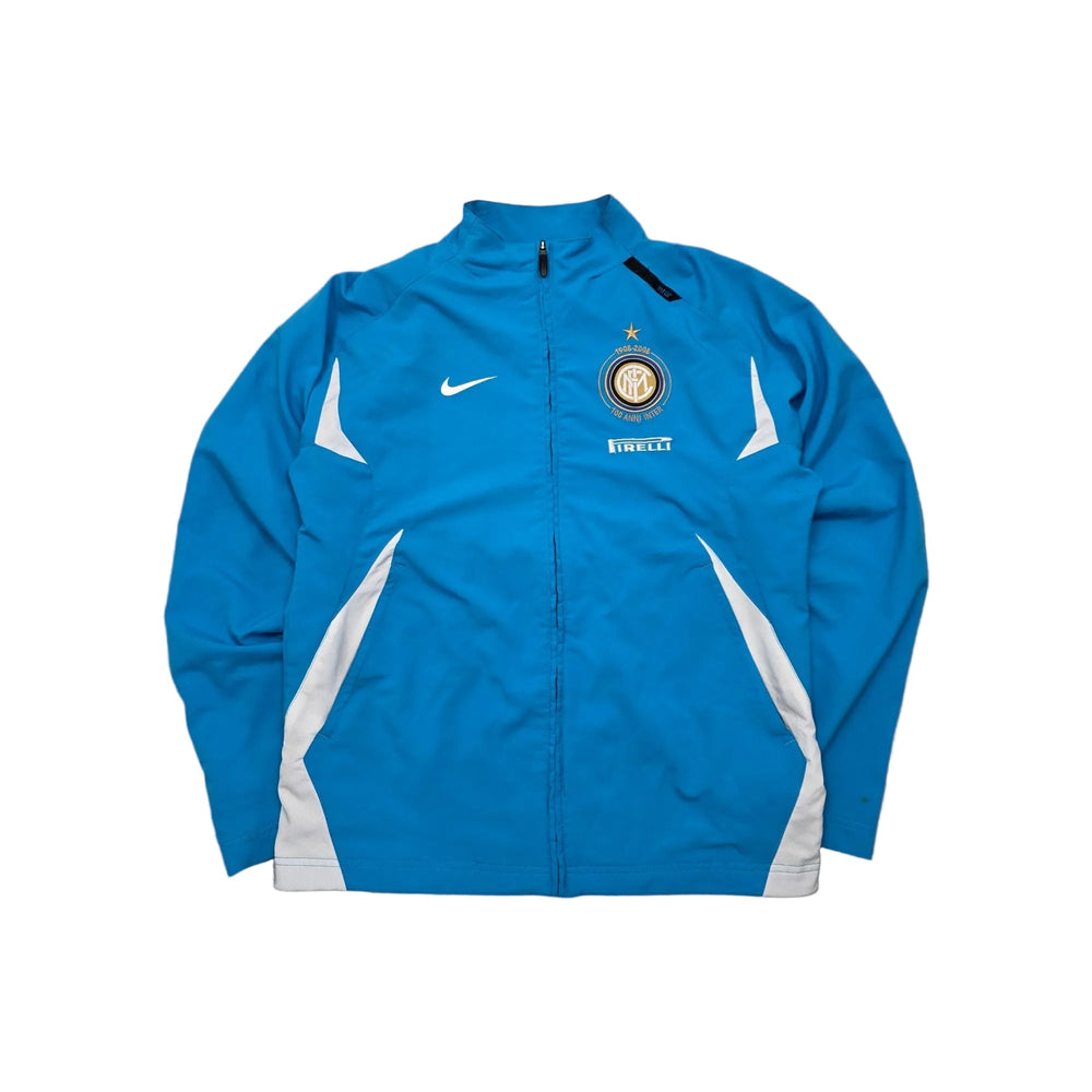 Blaue Nike Inter Mailand 100 Anni Vintage Trackjacket mit Pirelli-Logo und Vereinswappen