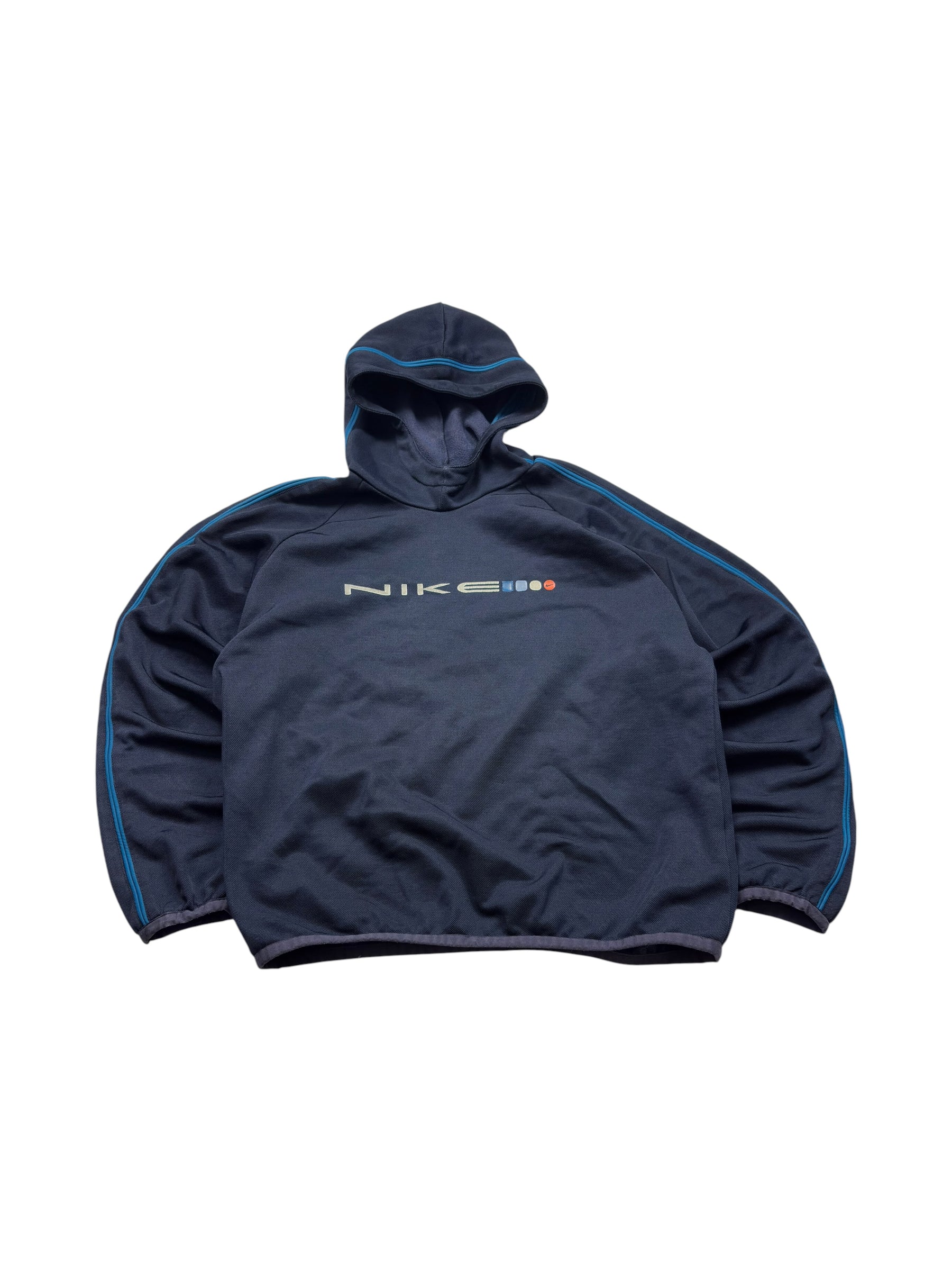 Nike Logo Vintage Hoodie in Dunkelblau, Größe S, Vorderansicht