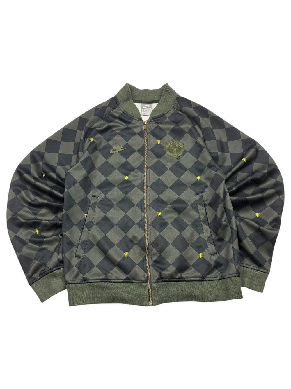Nike Manchester United Allover - Print Vintage Trainingsjacke – Oliv/Anthrazit (S) - PKeyVintage