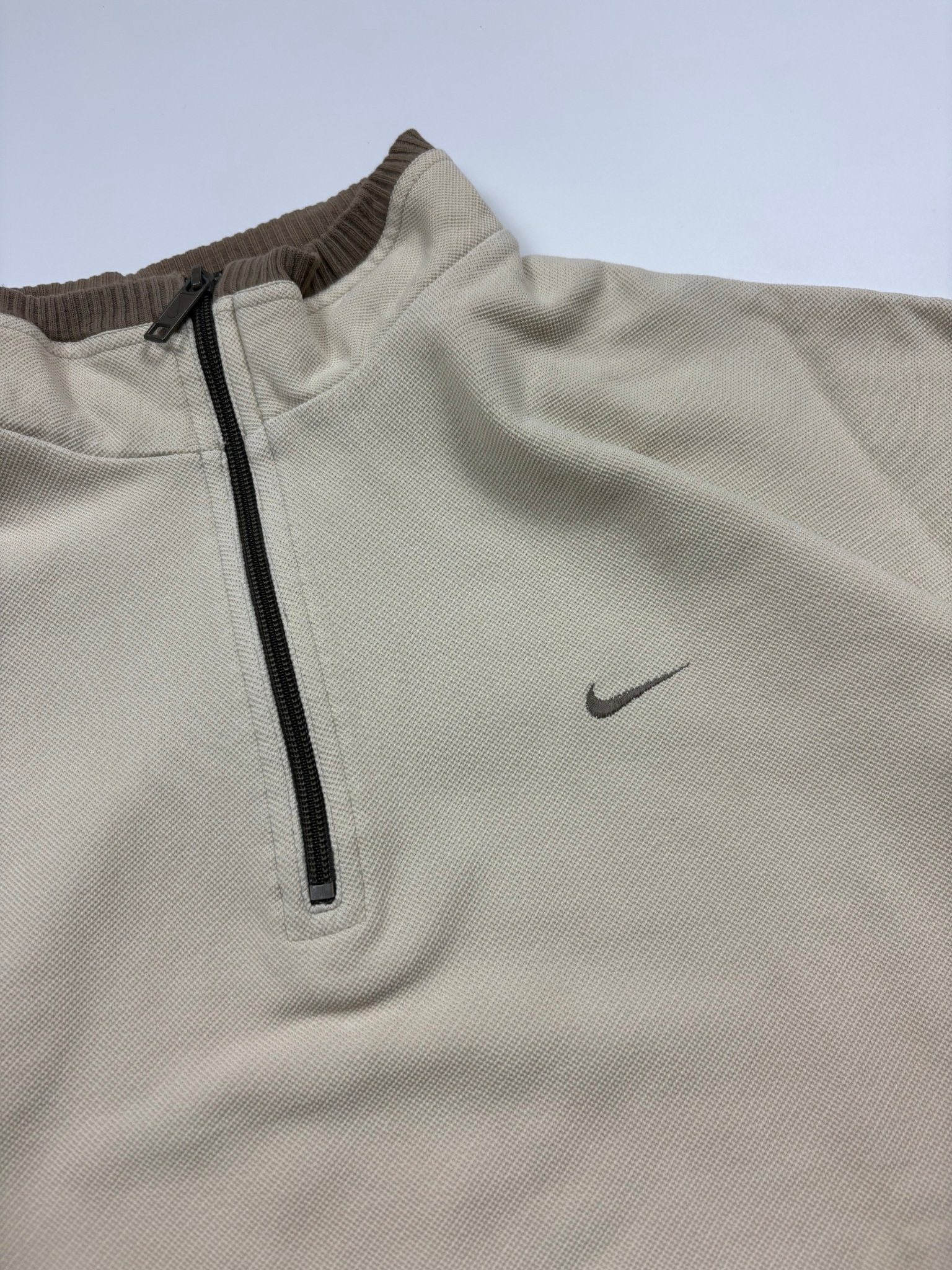 Nike Mini Swoosh Vintage Half - Zip Sweater – Beige (L) - PKeyVintage