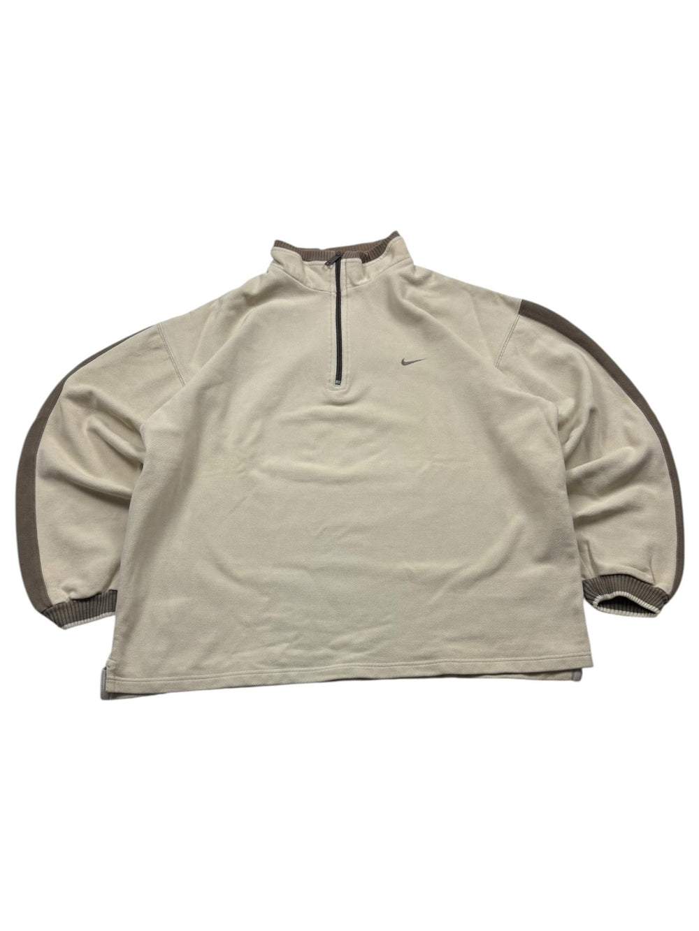 Nike Mini Swoosh Vintage Half - Zip Sweater – Beige (L) - PKeyVintage