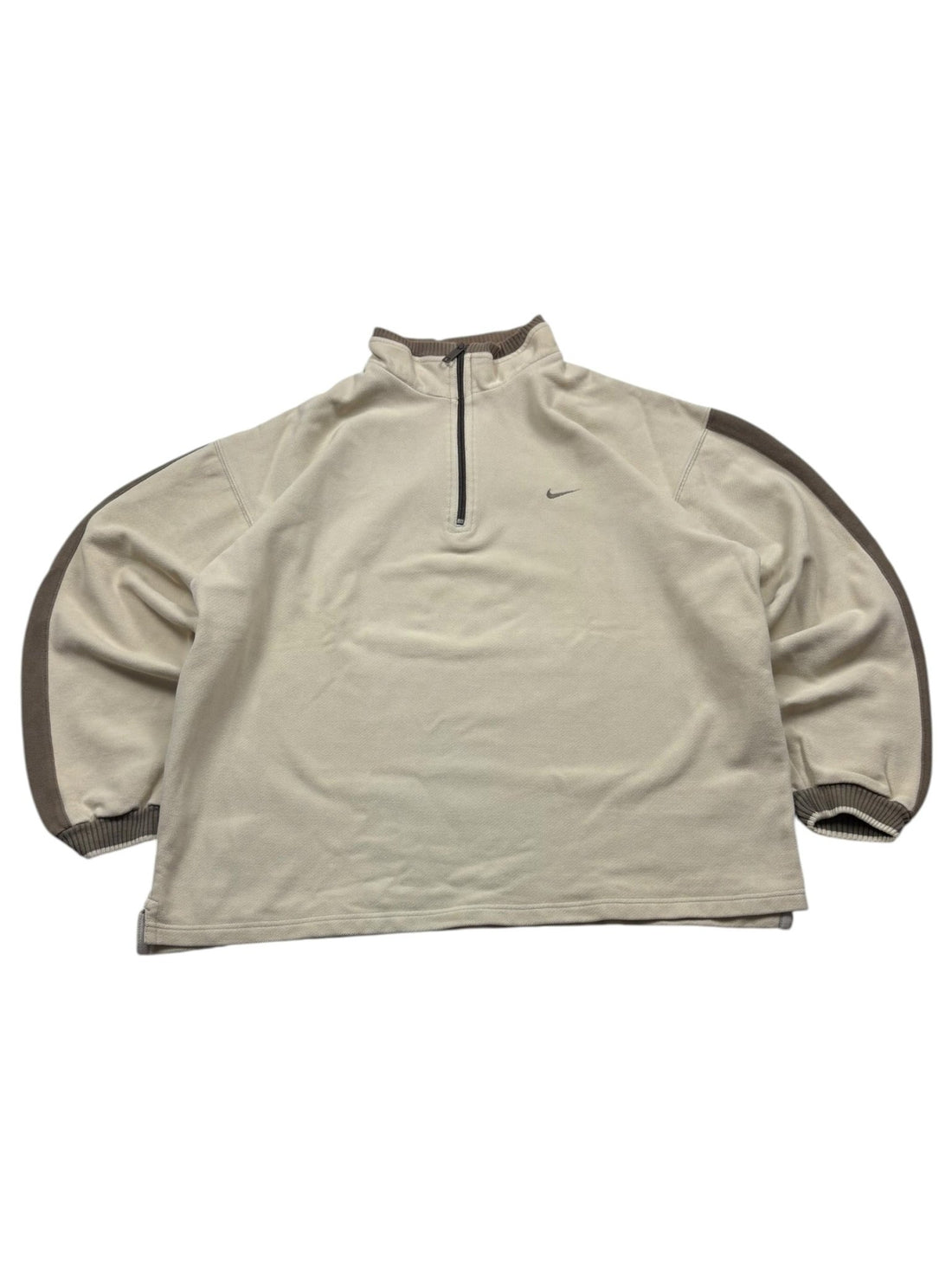 Nike Mini Swoosh Vintage Half - Zip Sweater – Beige (L) - PKeyVintage